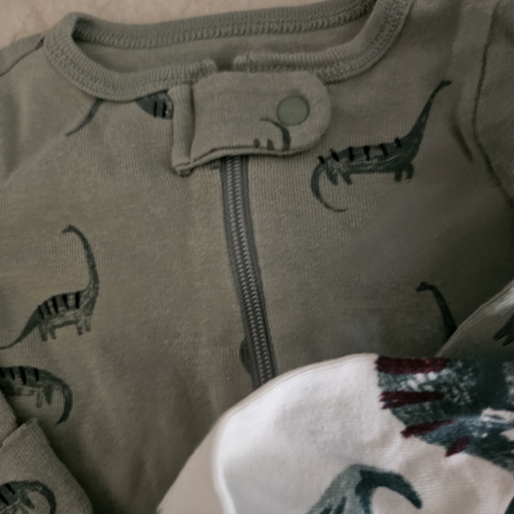 Carter's Dino-Themed Baby Bodysuits in Teal and White - Picture 4 of 10